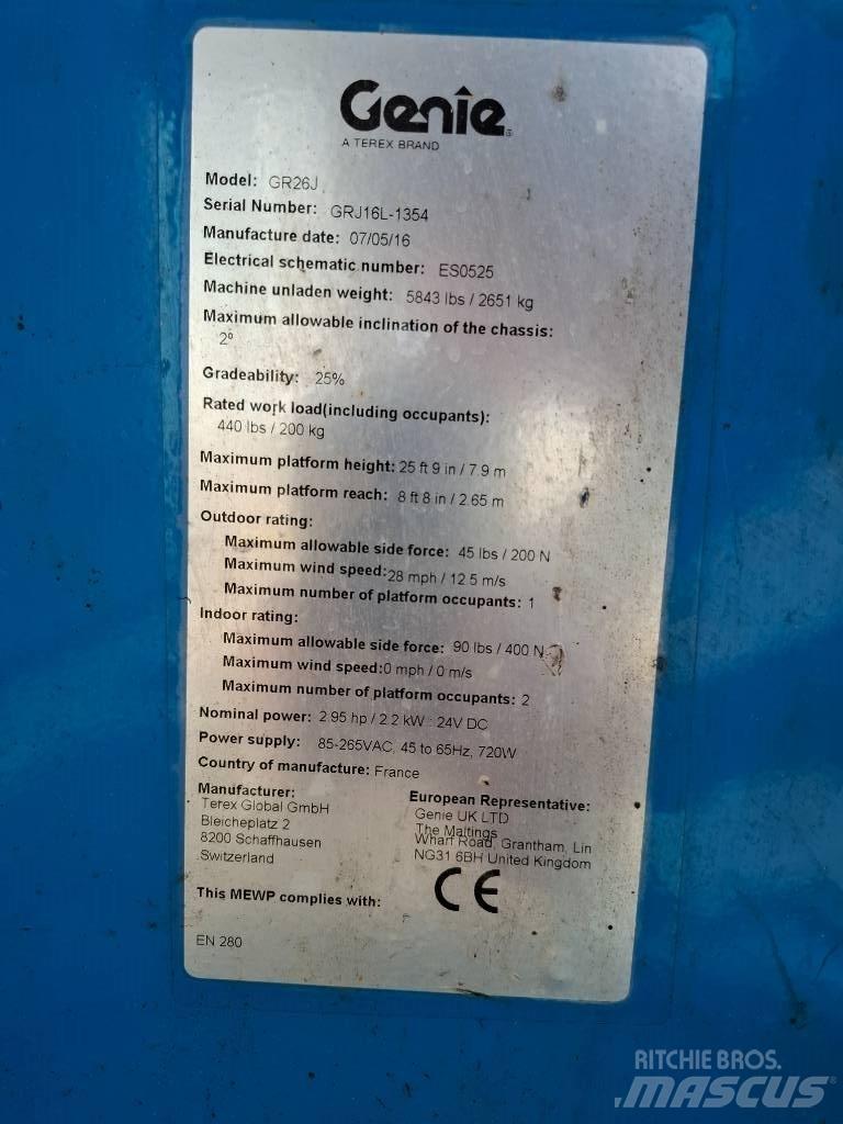 Genie GR 26 J Vertikalūs stiebiniai keltuvai