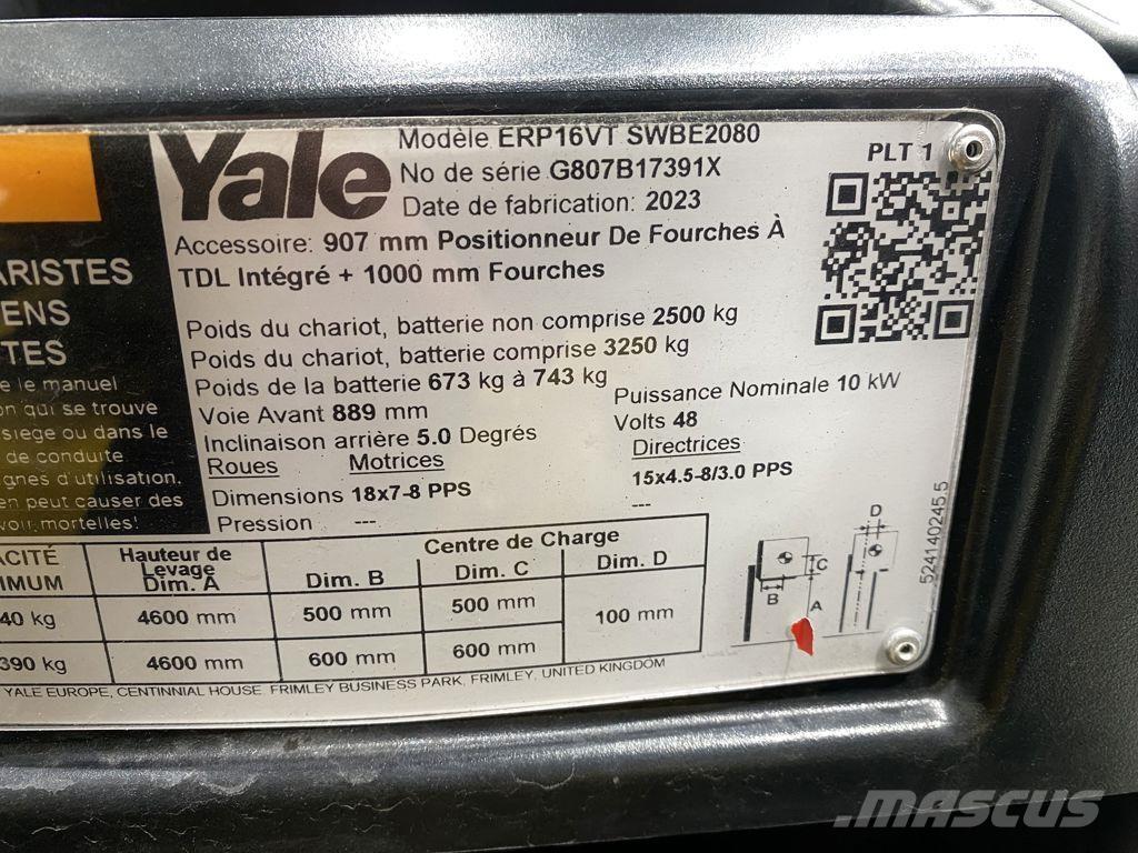 Yale ERP16VT Elektriniai šakiniai krautuvai