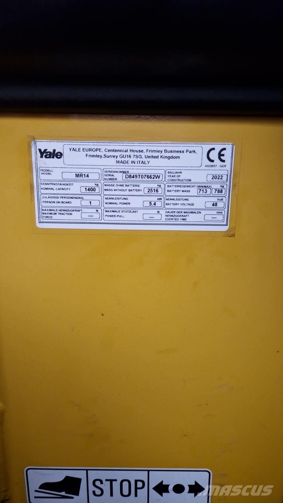 Yale MR14 Šakiniai krautuvai su prailgintu keltuvu