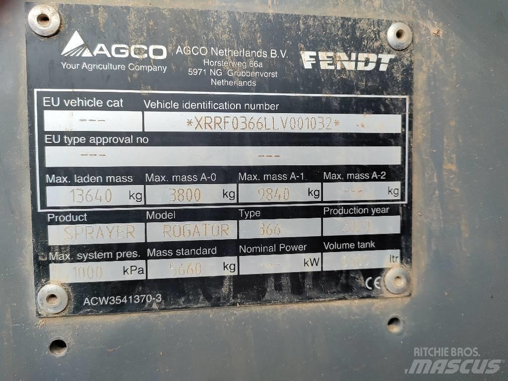 Fendt Rogator 366 Prikabinami purkštuvai