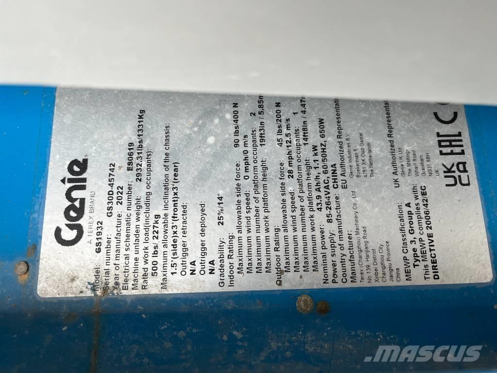 Genie GS 1932E-Drive Žirkliniai keltuvai