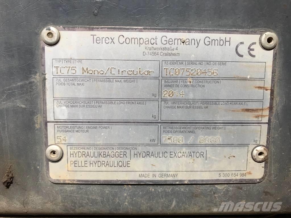 Terex TC 75 (Circular) Vidutinės galios ekskavatoriai 7-12 t