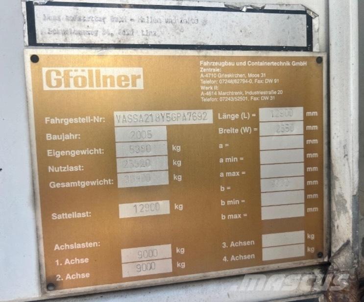 Gföllner SPL2 Bortinių sunkvežimių priekabos su nuleidžiamais bortais