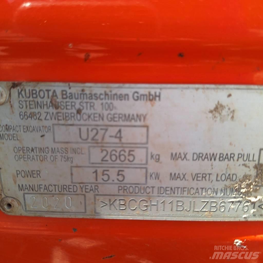 Kubota U 27-4 Mini ekskavatoriai < 7 t