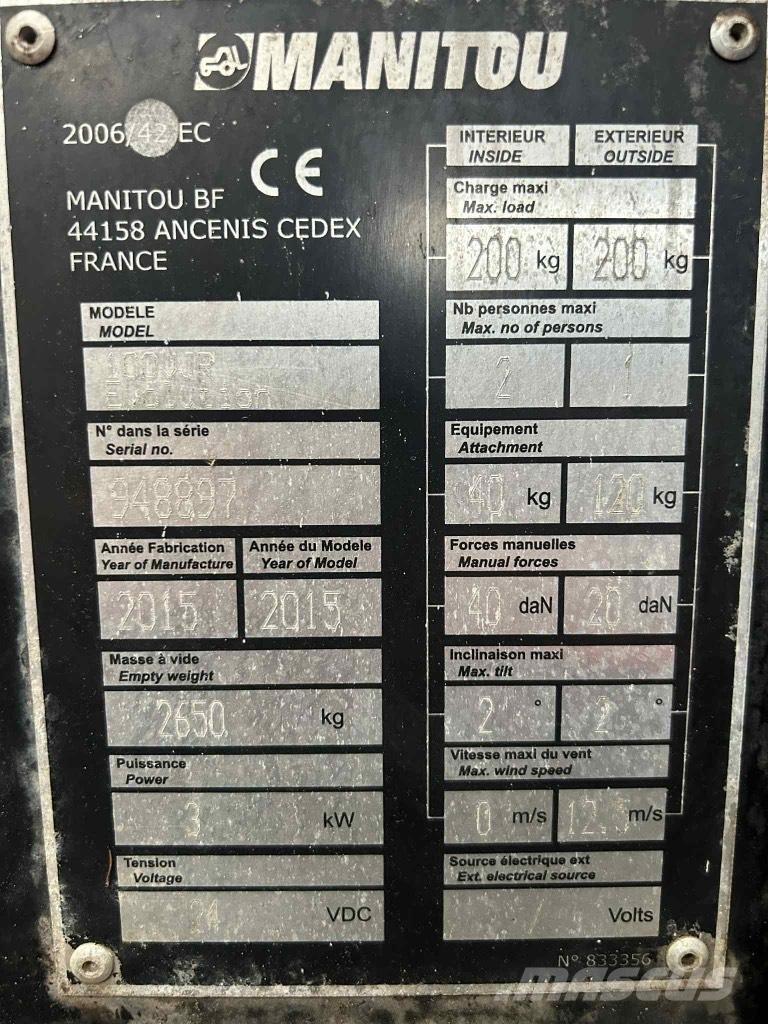 Manitou 100 VJR Vertikalūs stiebiniai keltuvai