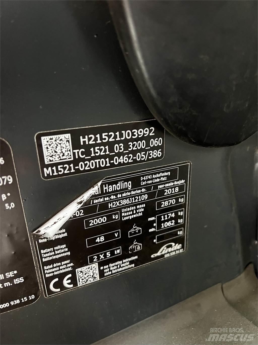 Linde E20PH Elektriniai šakiniai krautuvai