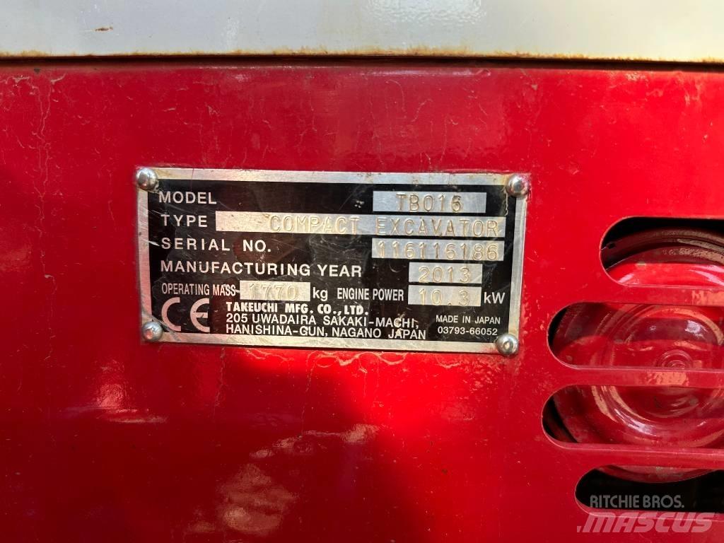 Takeuchi TB 016 Mini ekskavatoriai < 7 t