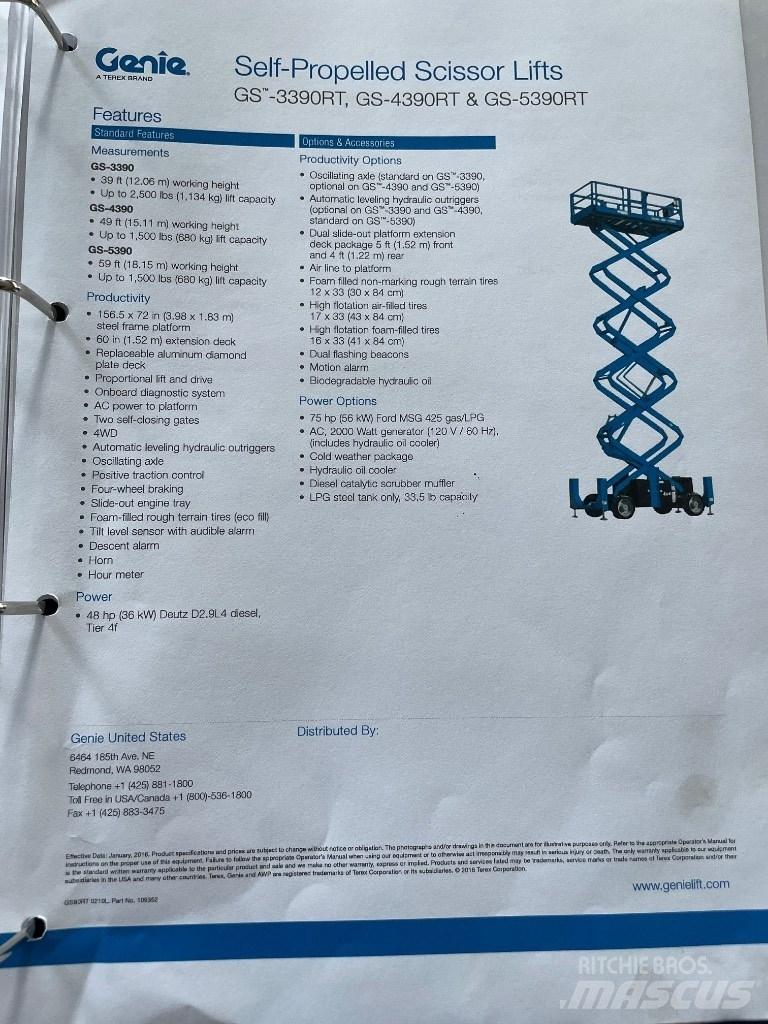 Genie GS 5390 RT Žirkliniai keltuvai