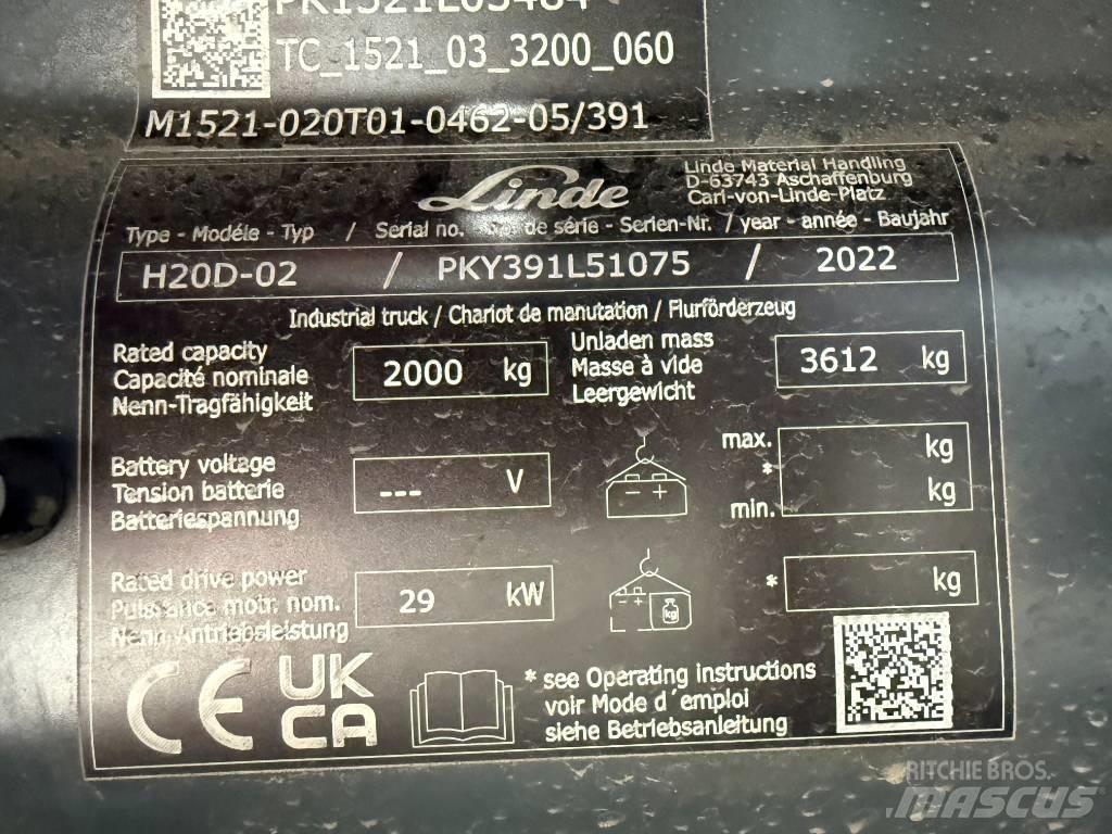 Linde H20D/391-02 Dyzeliniai krautuvai