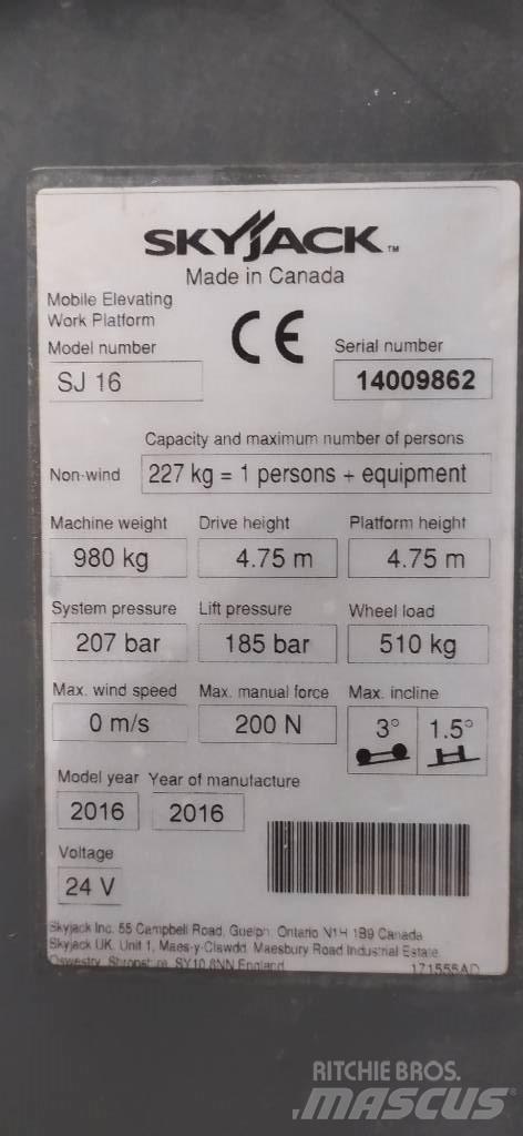 SkyJack SJ 16 Vertikalūs stiebiniai keltuvai