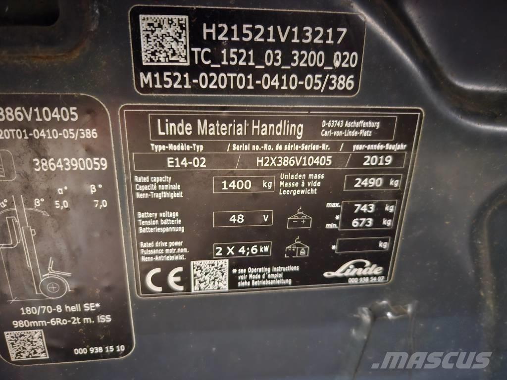 Linde E14 Elektriniai šakiniai krautuvai