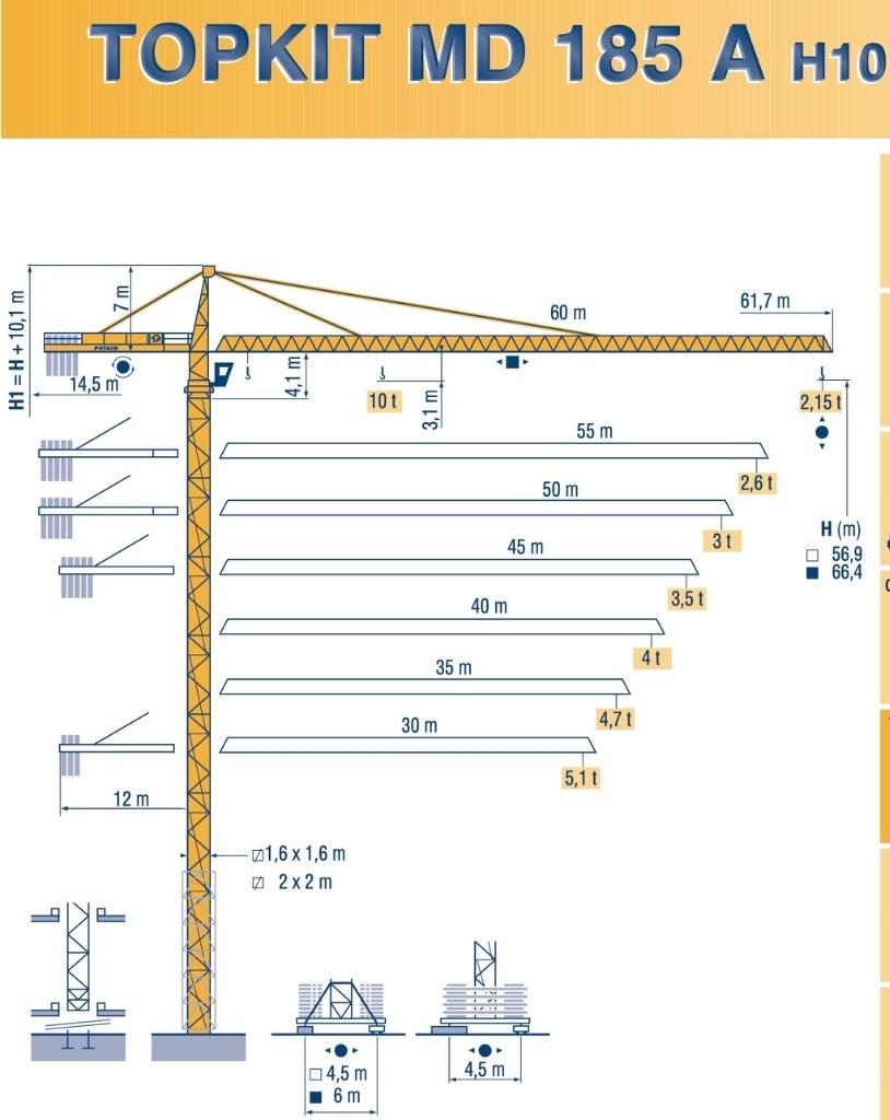 Potain MD 185 A H10 Bokštiniai kranai