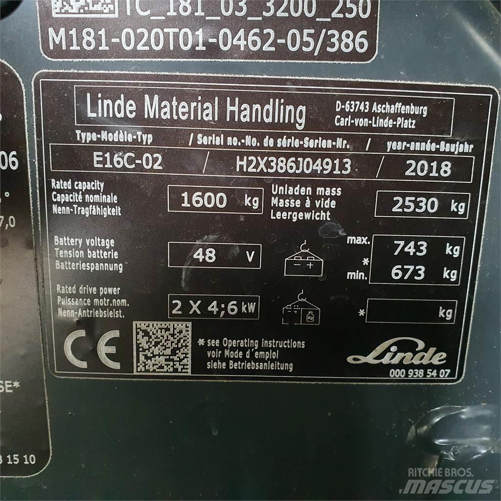 Linde E16C Elektriniai šakiniai krautuvai