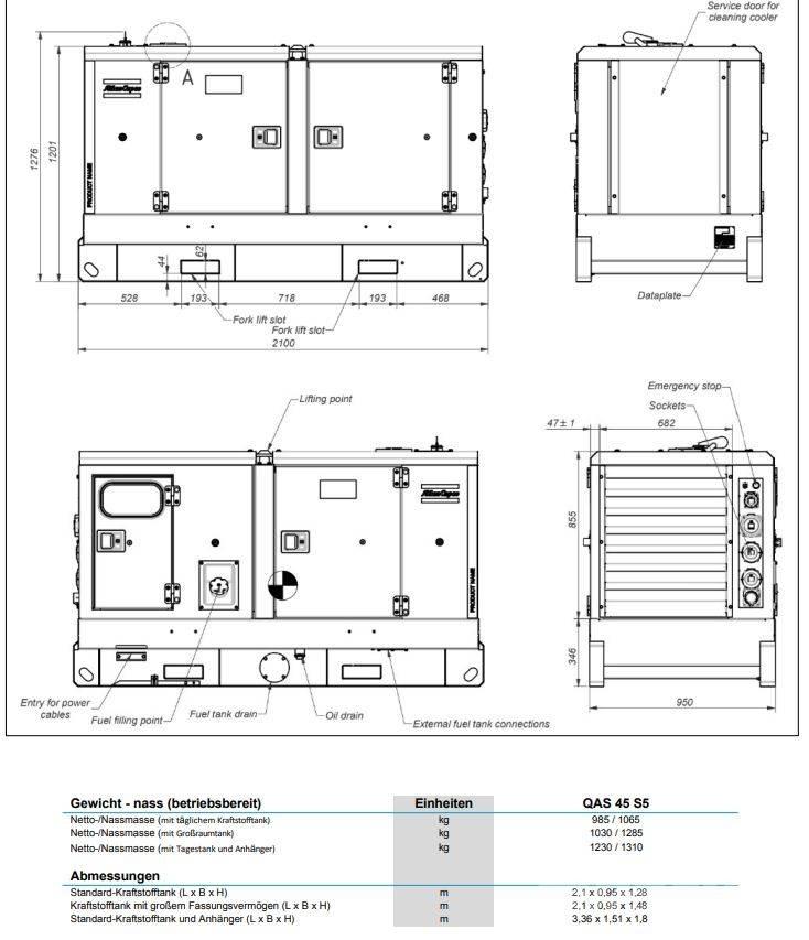 Atlas Copco QAS45 Dyzeliniai generatoriai