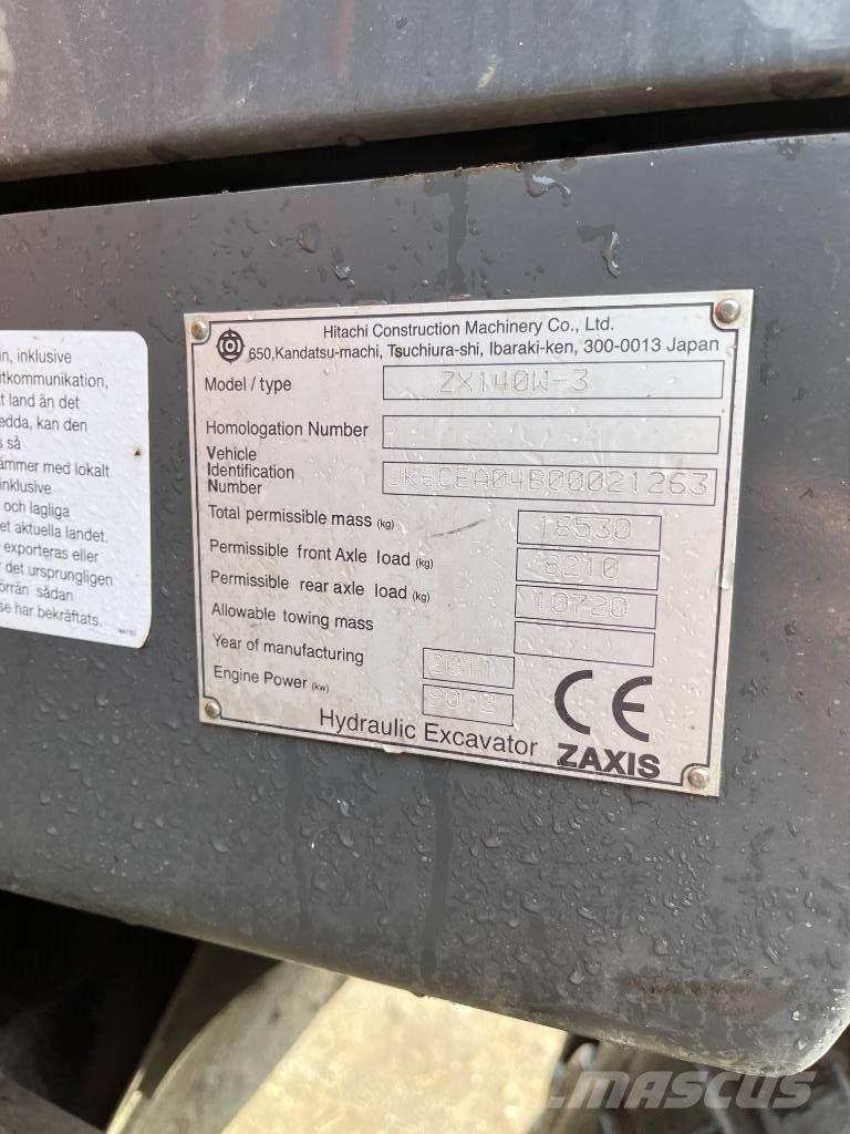 Hitachi ZX140W-3 Ratiniai ekskavatoriai