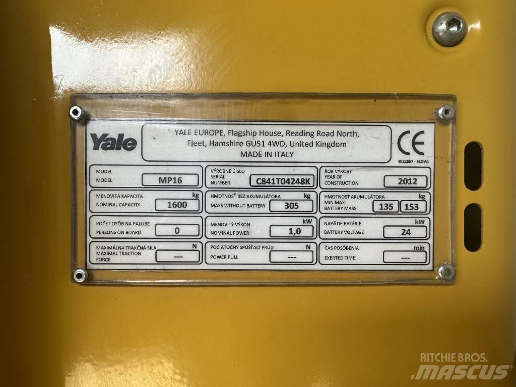 Yale MP16 Mažų aukščių keltuvai