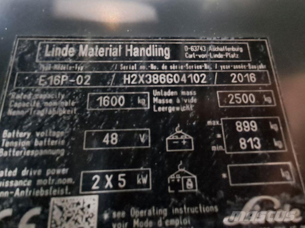 Linde E16P-02 Elektriniai šakiniai krautuvai