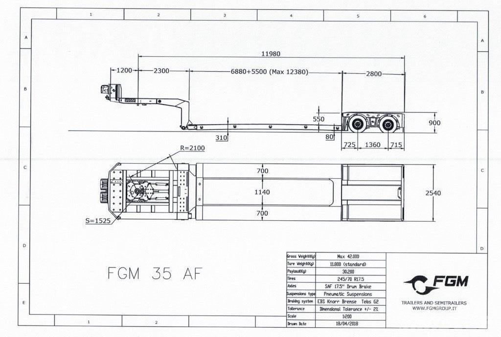 FGM 35 Bortinių sunkvežimių priekabos su nuleidžiamais bortais