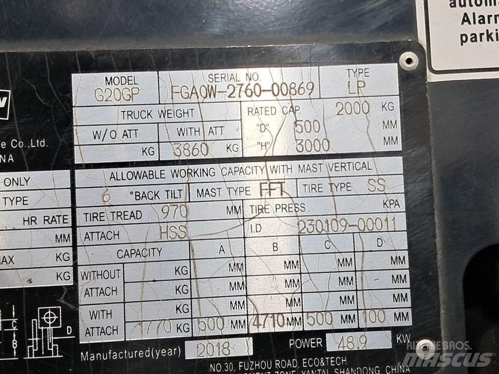 Doosan G20GP LPG (dujiniai) krautuvai