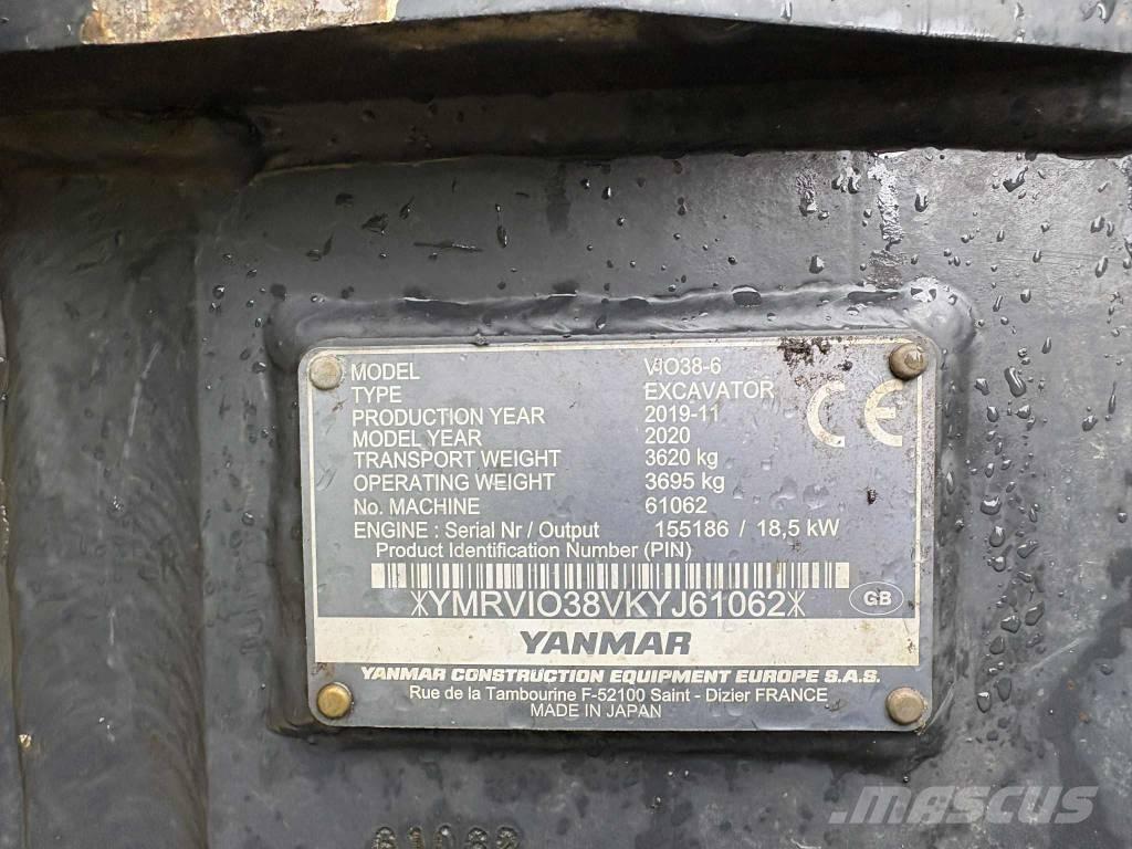Yanmar Vio 38 Mini ekskavatoriai < 7 t