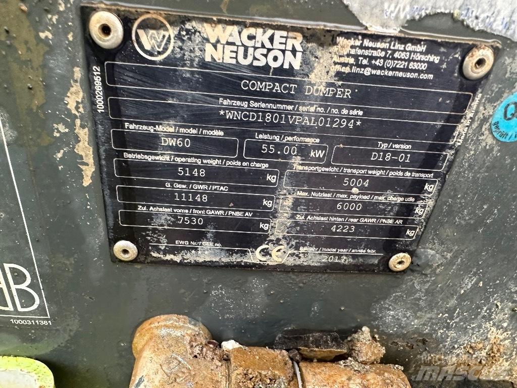 Wacker Neuson Dw60 Statybiniai savivarčiai sunkvežimiai