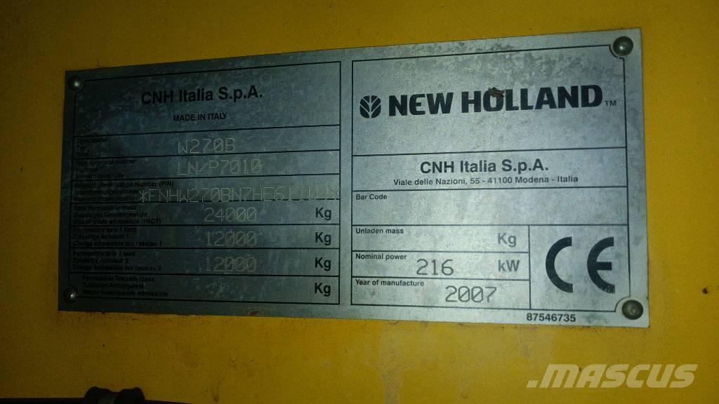 New Holland W 270 B Naudoti ratiniai krautuvai