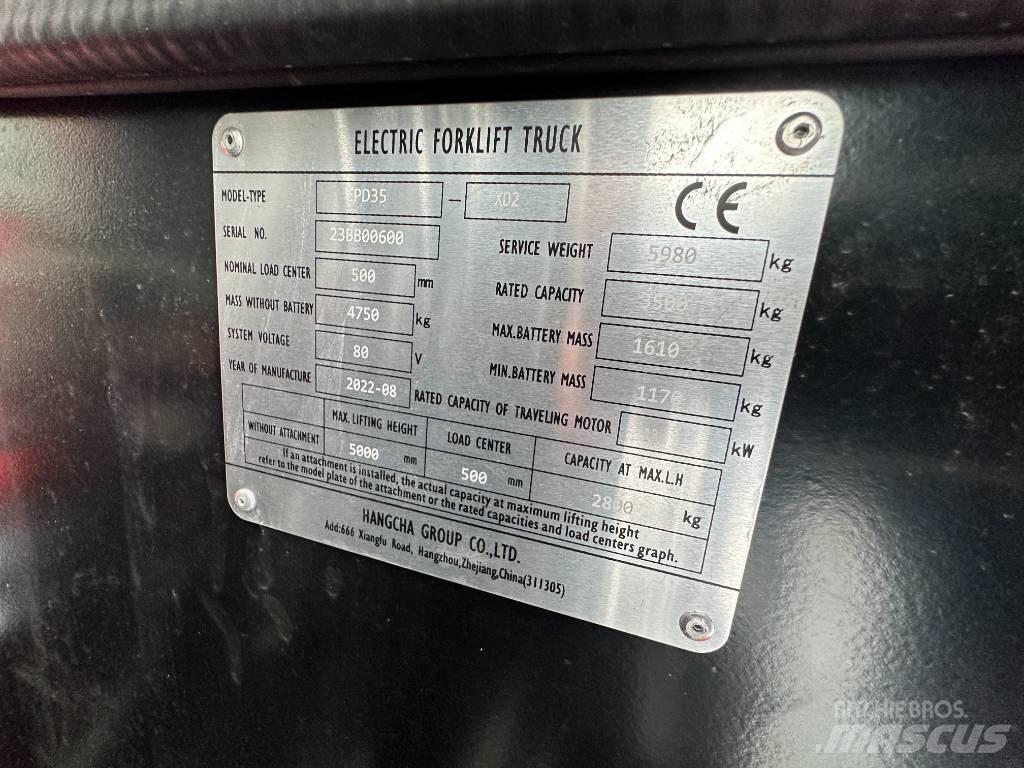 Hangcha CPD35-XD2 Elektriniai šakiniai krautuvai