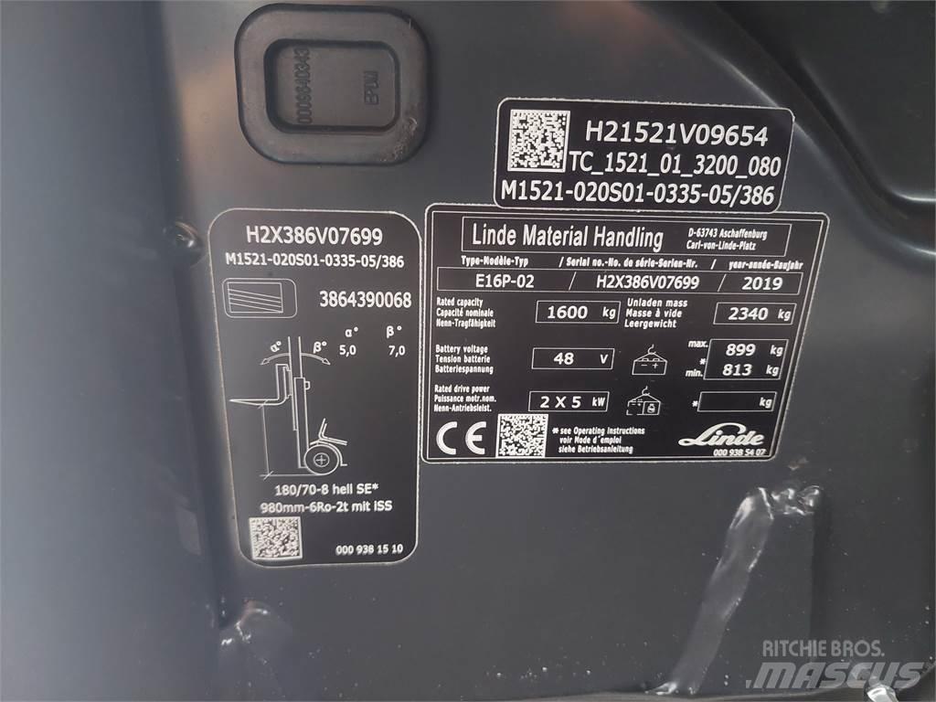 Linde E16P 02 Elektriniai šakiniai krautuvai
