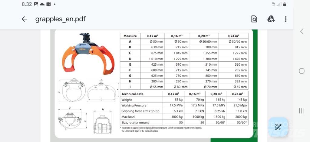 Farma koura 0,16 Griebtuvai