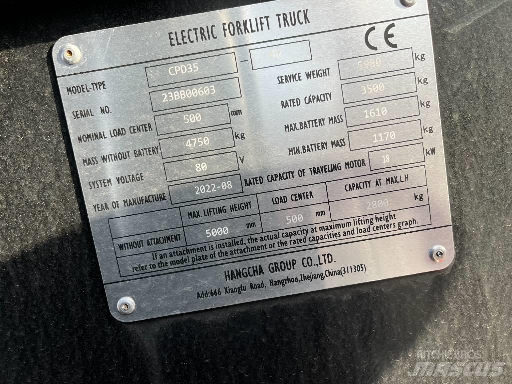Hangcha CPD35-XD2 Elektriniai šakiniai krautuvai