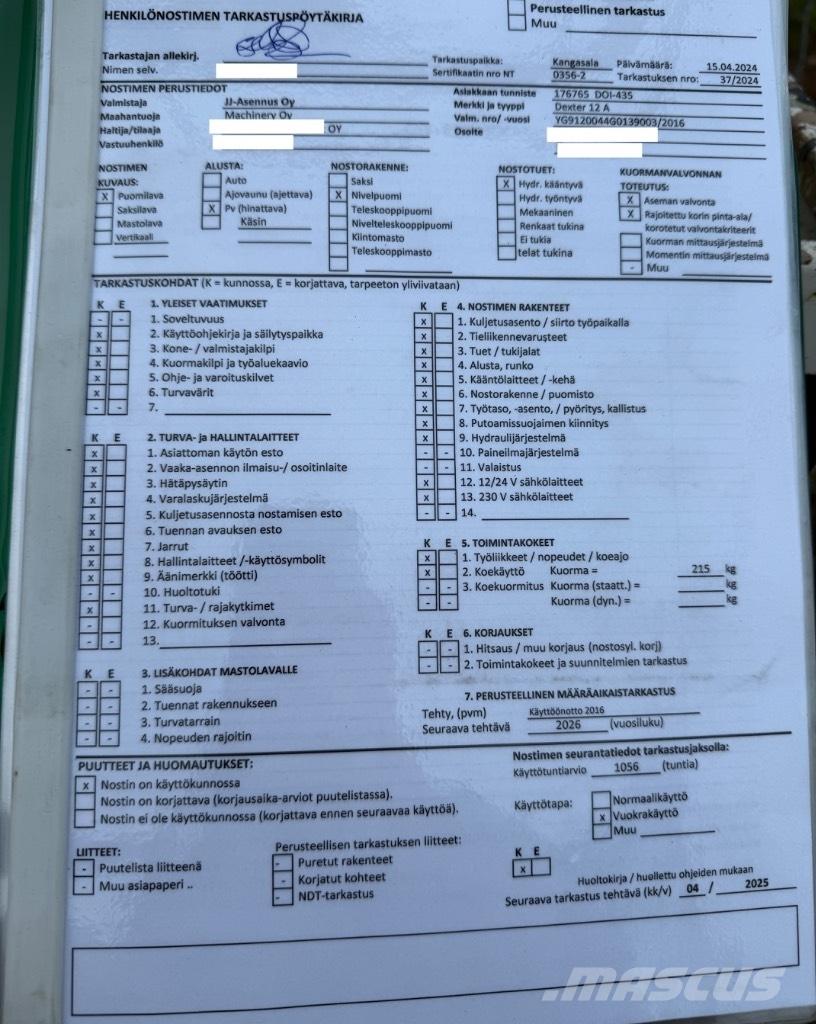 Dexter 12 A Ant priekabų montuojamos kėlimo platformos