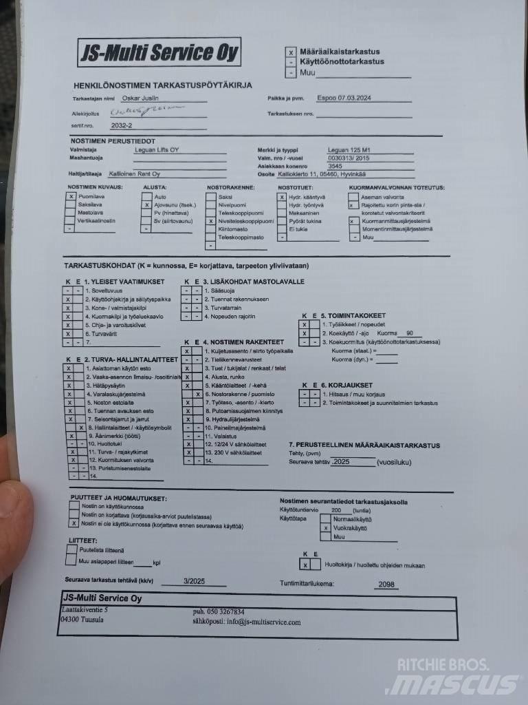 Leguan 125 Kompaktiškas savaeigis strėlinis keltuvas