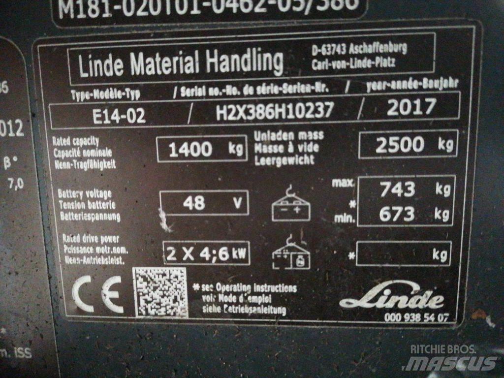 Linde E14-02 Elektriniai šakiniai krautuvai