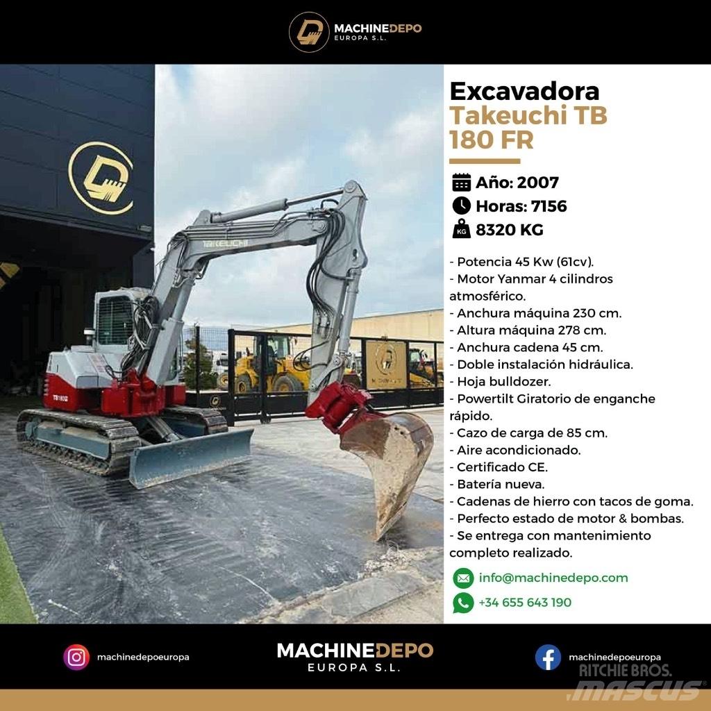 Takeuchi TB 180 FR Vidutinės galios ekskavatoriai 7-12 t