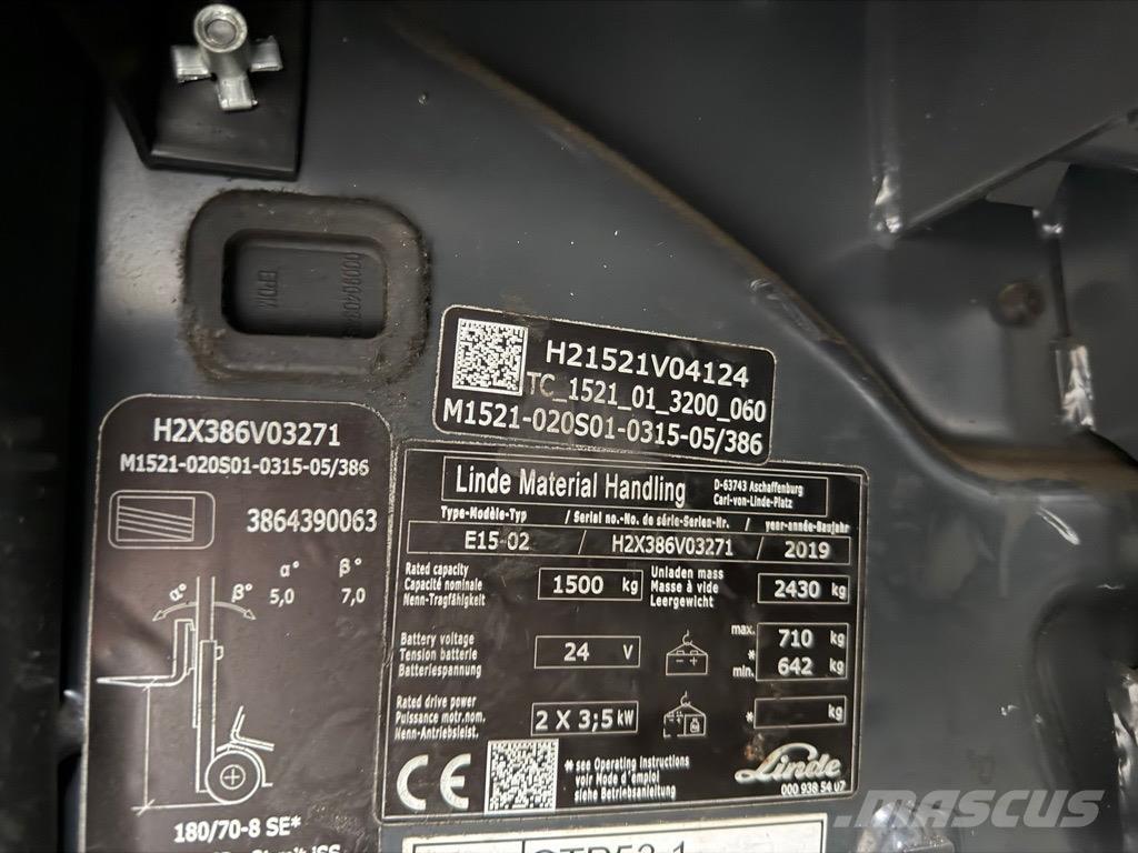 Linde E15 -02 Elektriniai šakiniai krautuvai