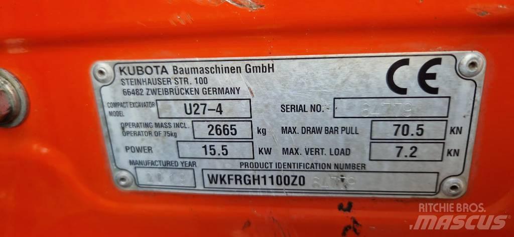 Kubota U 27-4 Mini ekskavatoriai < 7 t