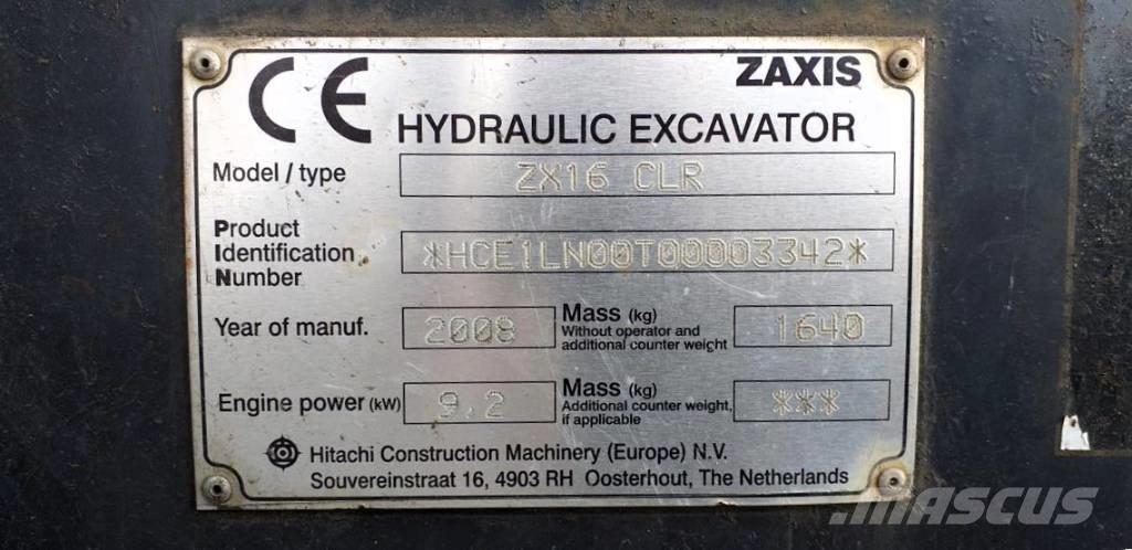 Hitachi ZX 16 CLR Mini ekskavatoriai < 7 t