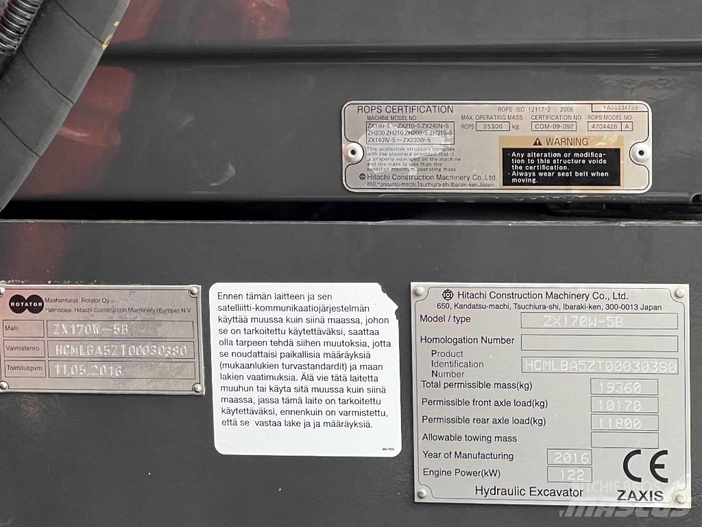 Hitachi ZX 170W-5B Ratiniai ekskavatoriai