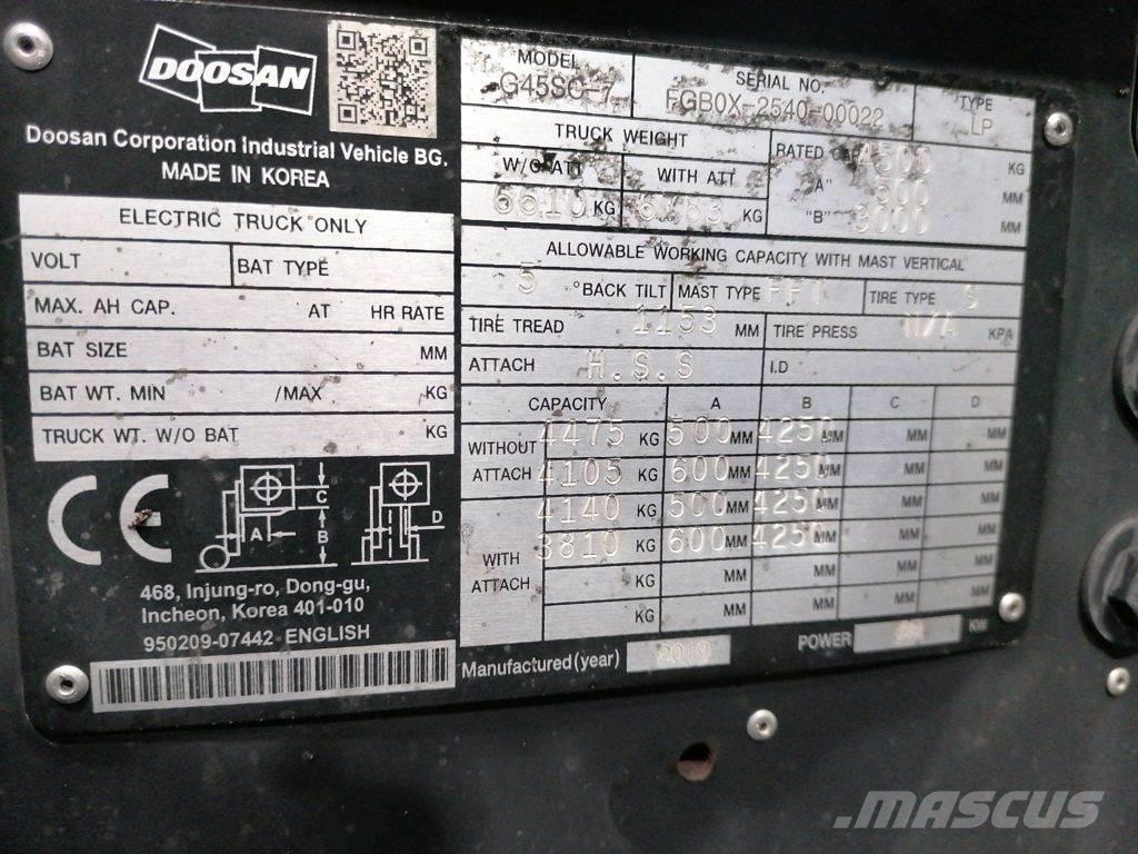 Doosan G45SC-7 LPG (dujiniai) krautuvai