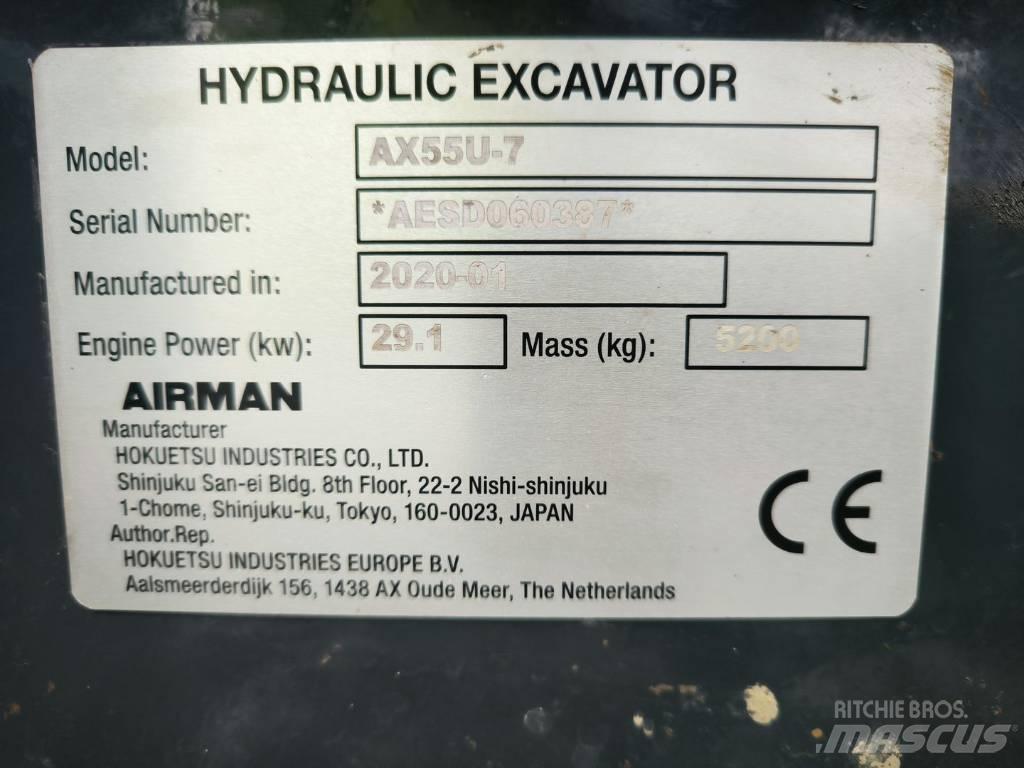 Airman AX55u Mini ekskavatoriai < 7 t