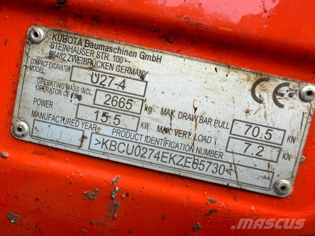Kubota U 27-4 Mini ekskavatoriai < 7 t