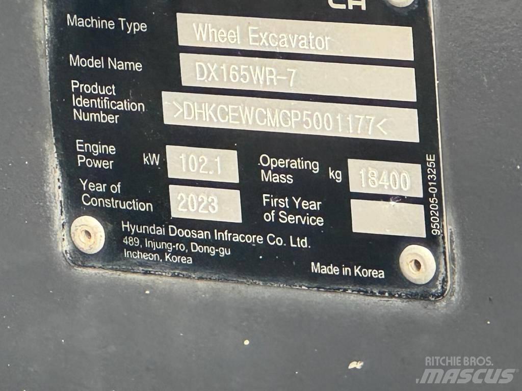 Doosan DX165WR-7 Ratiniai ekskavatoriai