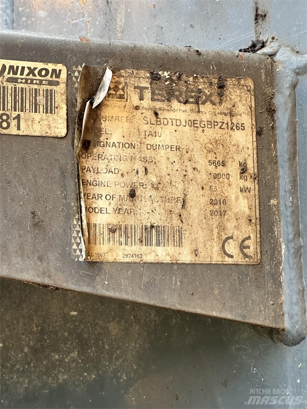 Terex TA10 Statybiniai savivarčiai sunkvežimiai