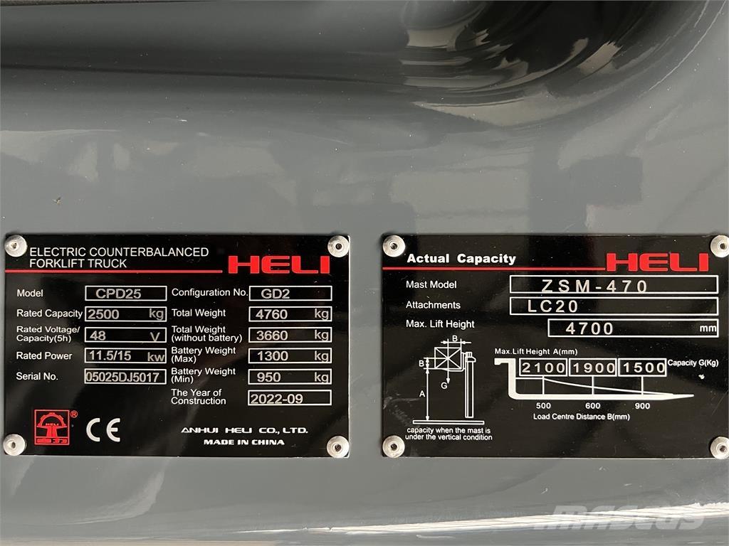 Heli CPD25 GD2 / NEU Elektriniai šakiniai krautuvai