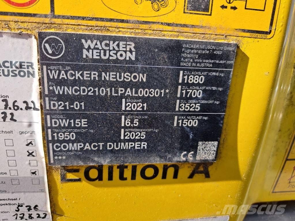 Wacker Neuson DW15e Statybiniai savivarčiai sunkvežimiai