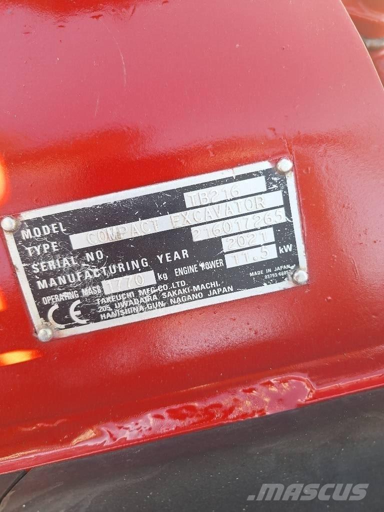 Takeuchi TB 216 Mini ekskavatoriai < 7 t