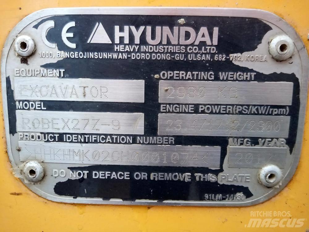 Hyundai Robex 27Z-9 Mini ekskavatoriai < 7 t