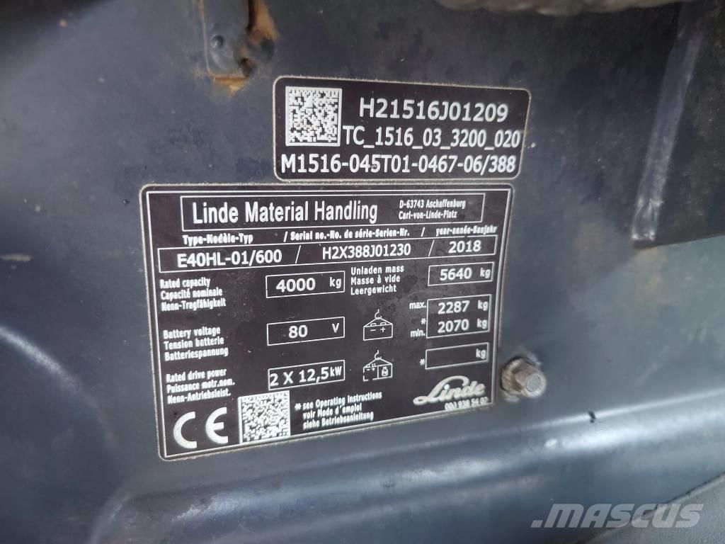 Linde E 40 Li-ION Elektriniai šakiniai krautuvai