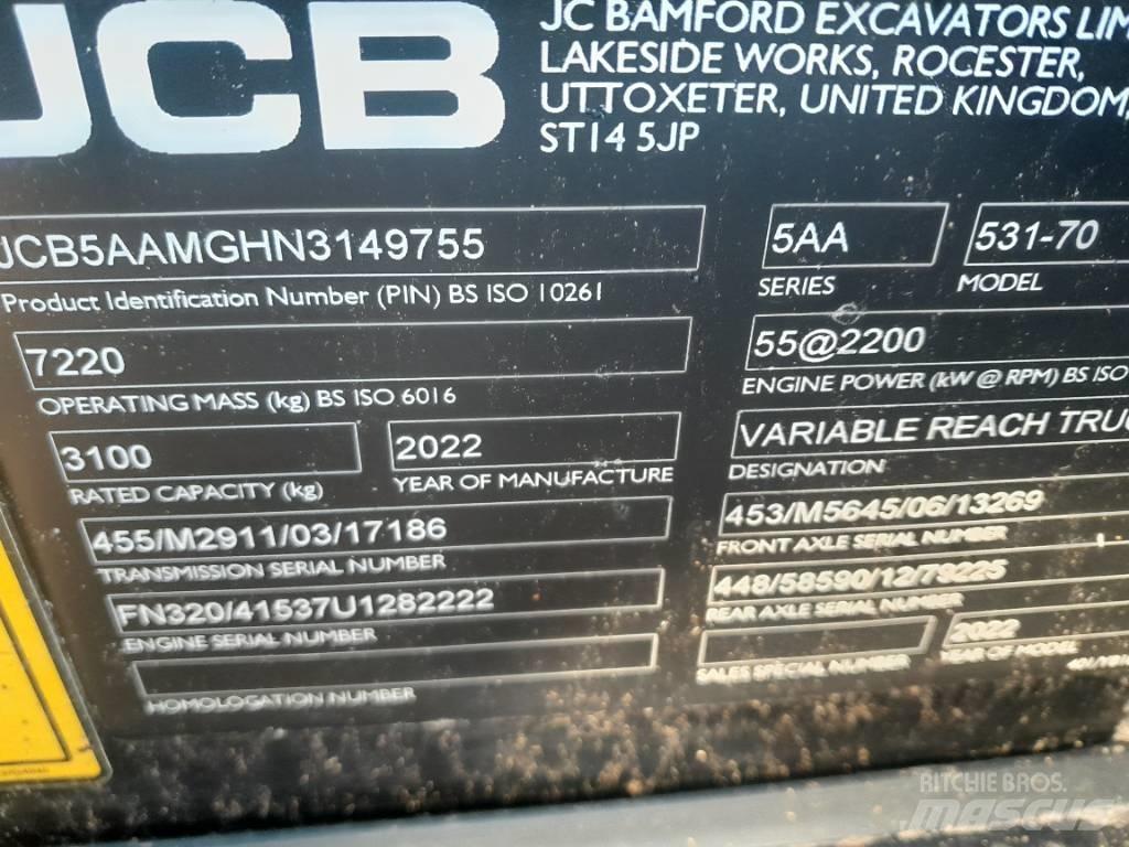 JCB 531-70 Teleskopiniai krautuvai žemės ūkiui