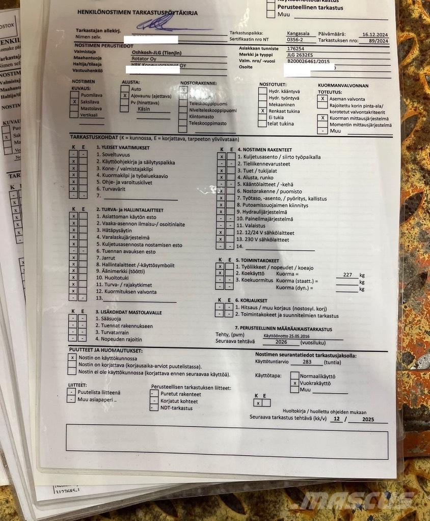 JLG 2630 ES Žirkliniai keltuvai